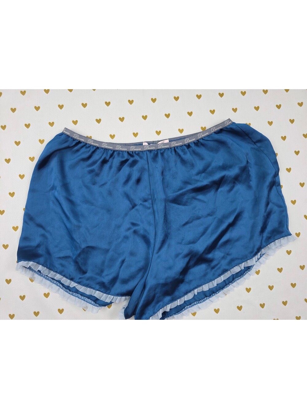 Victorias Secret Blue Small Satin Sleep Shorts Boxers Pajama Bottoms